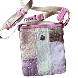 Coach Patchwork Swingpack Crossbody Pastel Pink Silver Y2K Authentic